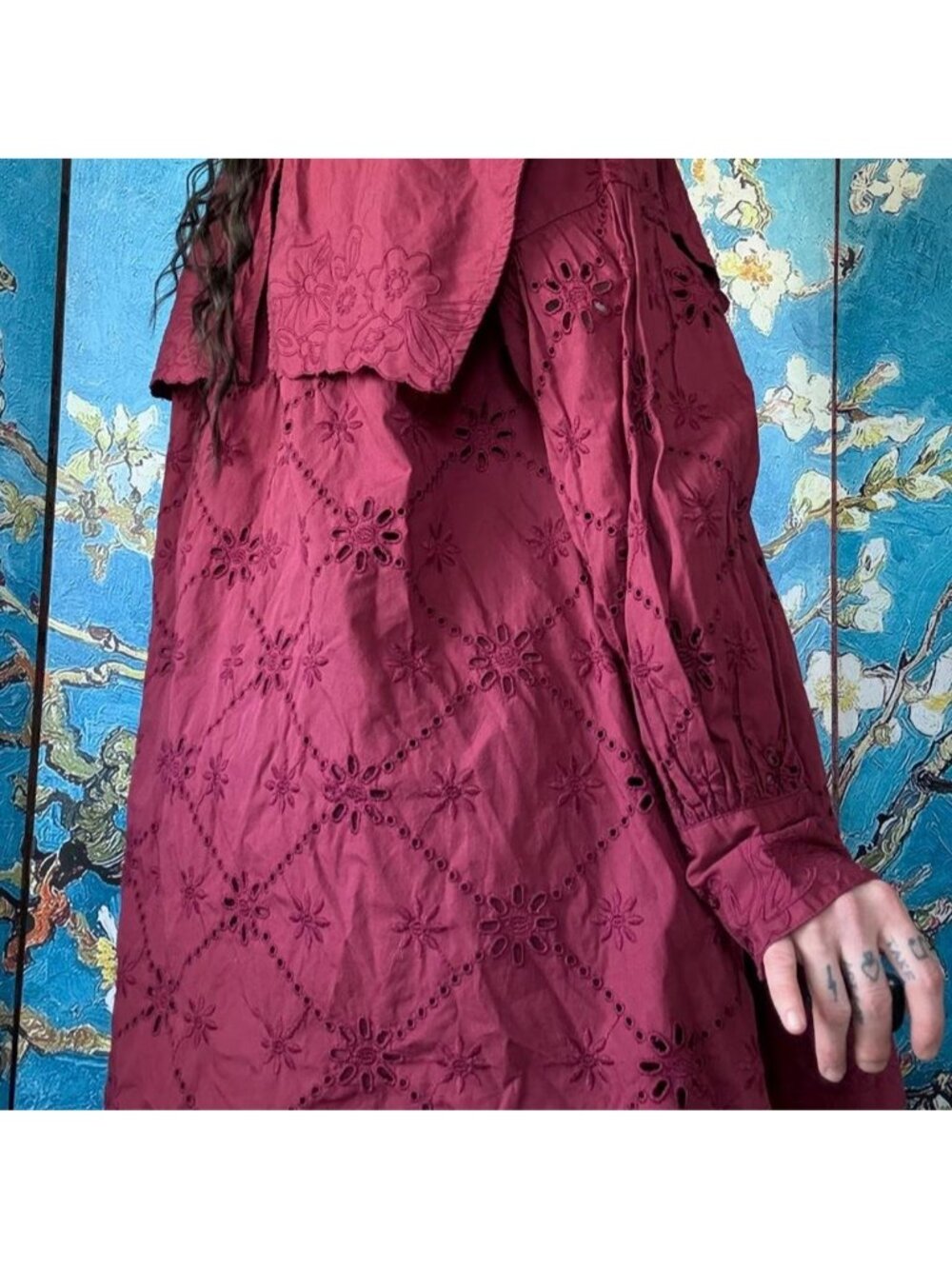 Damson Madder Burgundy Cotton Eyelet Dress nwt - Picture 6 of 8